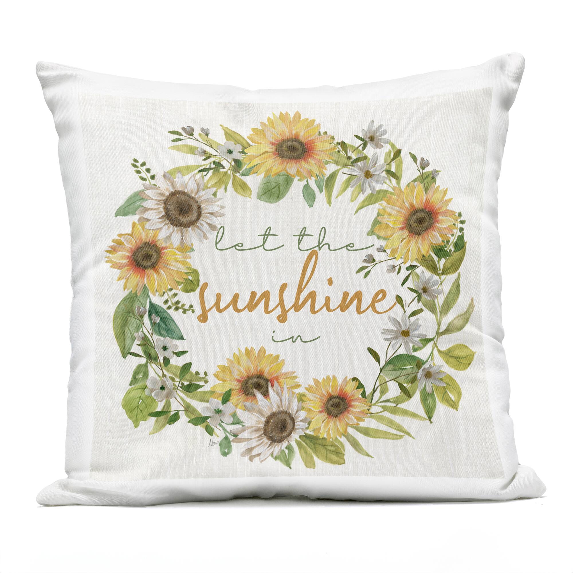 Stupell Industries 18" x 18" Let The Sunshine In Sunflowers Outdoor Print Throw Pillow